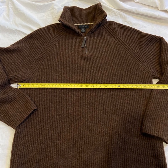 Banana Republic Italian Wool-Blend Half-Zip Sweater - Size M, Brown, Like New - Picture 7 of 8